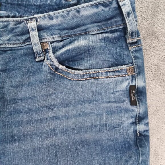 Silver Jeans Women 38x28, Tag 18x33 Suki Bootcut Blue Denim Stretch Western - Picture 6 of 13